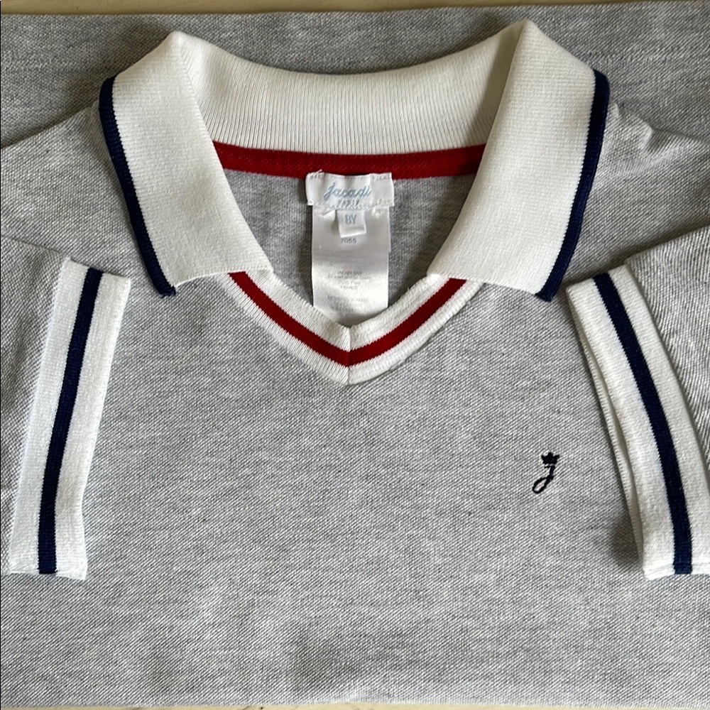 Jacadi Gray and White Polo Shirt with Classic Design